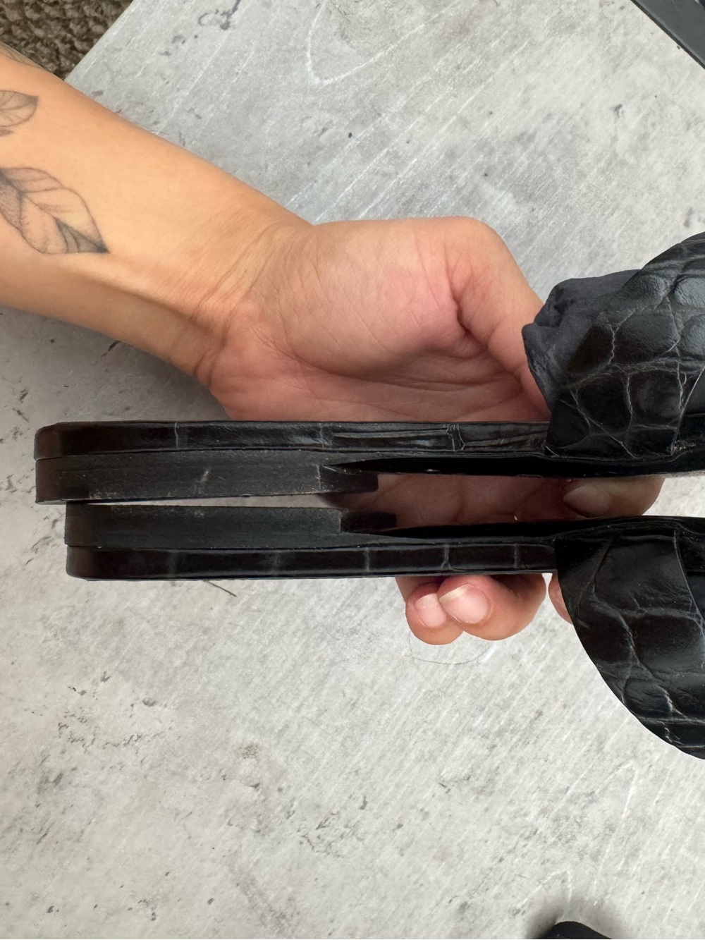 Saint Laurent Black Croc-Embossed Tribute Slide Sandals - Picture 9 of 11